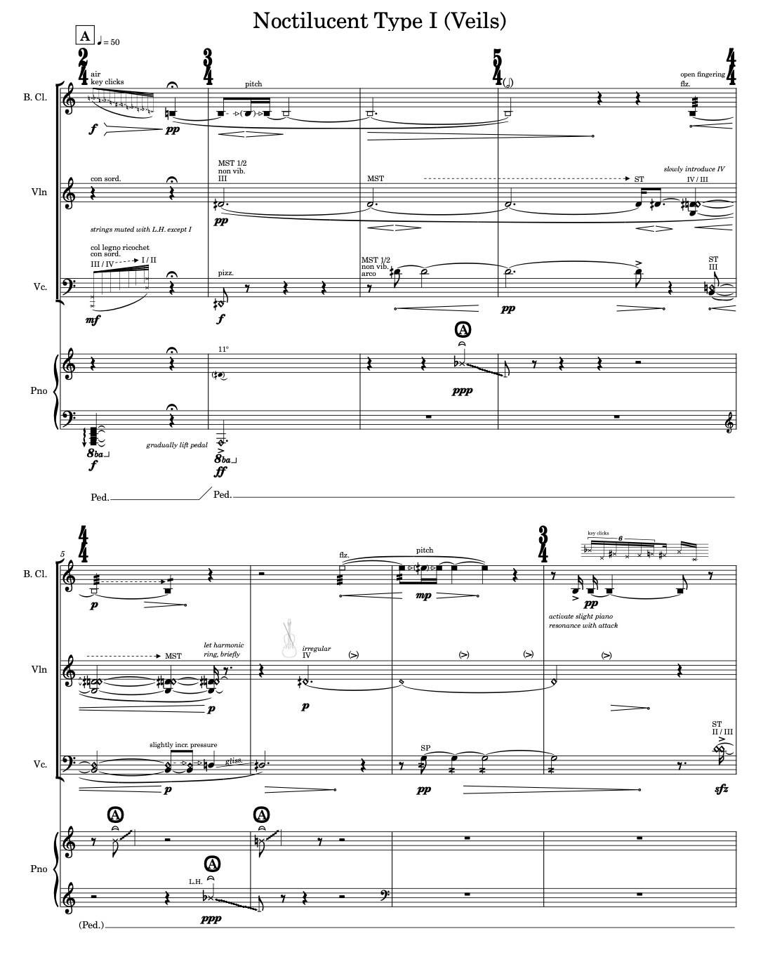 Noctilucent Type I (Veils) by Noah Berrie — for violin, cello, bass clarinet, piano, 2022